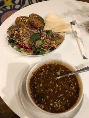 Falafel and soup at Kukutu Cafe in Jelenia Gora