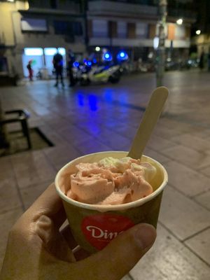Strawberry and passion fruit  at Dino Gelateria Italiana in Barcelona