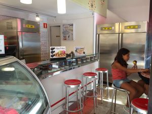 Seating inside  at Dino Gelateria Italiana in Barcelona