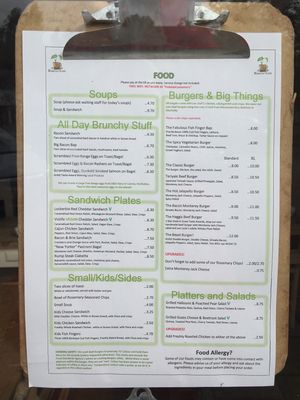 menu as at 20.08.17 at Habitat Cafe in Aberfeldy