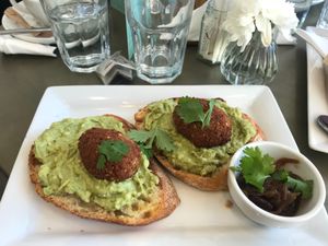 Asked for a combo between two menu options - avocado smash with falafel (from falafel pita option) instead of poached egg  at HardyBaker in Bundoran