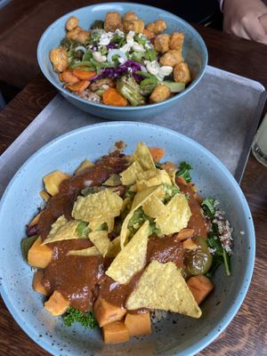 Our food (Buddha bowl and By the Inkas) at Beetnut in Zurich