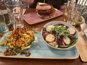 Vegan bagel with burger  at Beetnut in Zurich