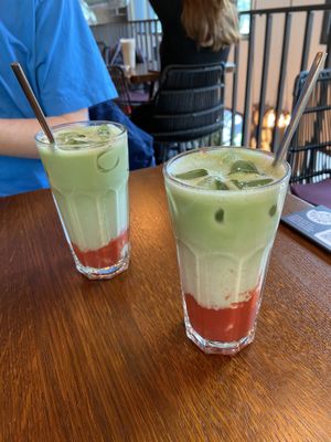 Iced strawberry matcha latte (8.50CHF…)  at Beetnut in Zurich