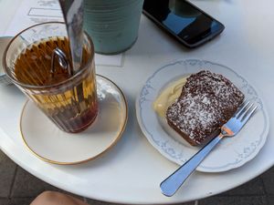 Chocolate cake at Hoppipolla Yoga Cafe in Lund