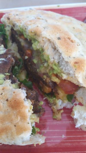 Black bean and quinoa burger at Raizes in Quarteira