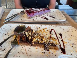Amazing desserts…..the snicker cake is just like a snicker 💚💚💚  at Raizes in Quarteira
