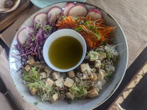 Tofu bowl at Raizes in Quarteira