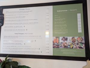Menu at Raizes in Quarteira