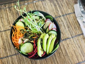 Raw buddha bowl  at Raizes in Quarteira