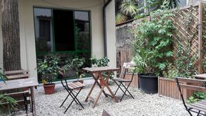 Cafeteria's garden where to enjoy your food in the open air at PappaGioia in Florence