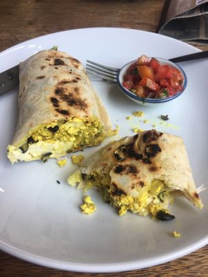 Vegan breakfast burrito at Big Bite Home Style Veggie Cafe in Koh Tao