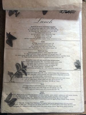 Menu, February 2019 at Big Bite Home Style Veggie Cafe in Koh Tao