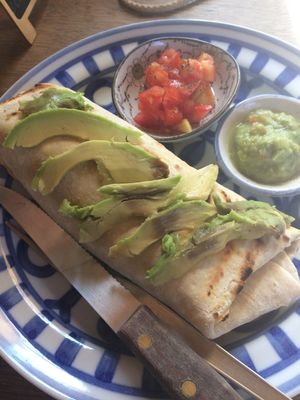 Breakfast burritos extra avocado 140+40 at Big Bite Home Style Veggie Cafe in Koh Tao