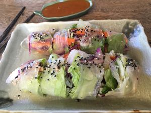 Vietnamese spring rolls  at Big Bite Home Style Veggie Cafe in Koh Tao