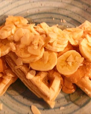 Waffle w homemade peanut butter at Nude Cafe in Ibiza