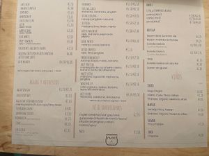 Menu 2  at Nude Cafe in Ibiza