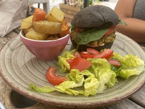 Vegan burger  at Nude Cafe in Ibiza