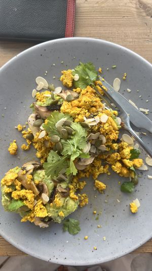 Tofu/Avocado toast (modified for me) ♥️ they didn’t y have vegan cheese so gave me a delicious avocado instead. Bread was so yummy and fresh   at Nude Cafe in Ibiza