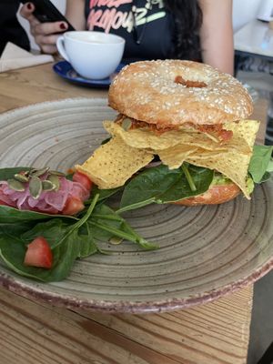 Vegan Bagel sandwich   at Nude Cafe in Ibiza