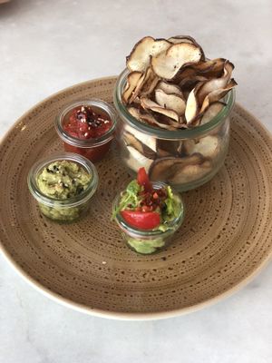 Chips and dip  at Nude Cafe in Ibiza