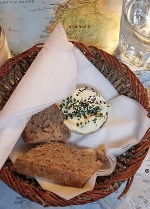 Amazing bread and vegan sea salted butter at Atlas Bar in Copenhagen