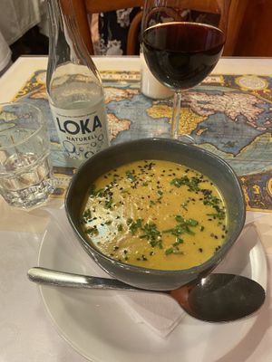 Lemon cauliflower soup  at Atlas Bar in Copenhagen