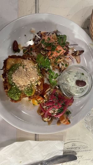 Vegane Lasagne mit feiner Beilage  at Atlas Bar in Copenhagen