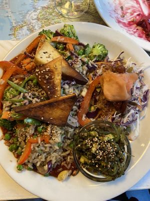 Tofu bowl - huge portion  at Atlas Bar in Copenhagen