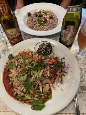 Manila tofu and mushroom risotto  at Atlas Bar in Copenhagen