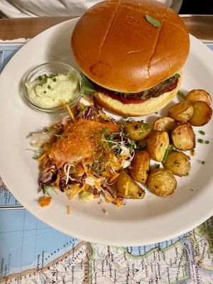 Burger  at Atlas Bar in Copenhagen