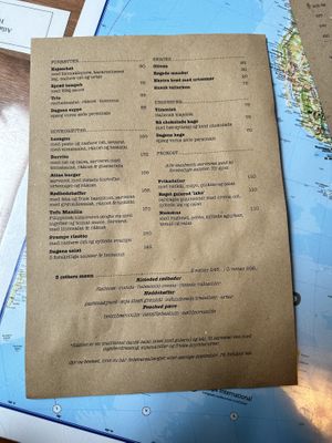 Menu card drinks  at Atlas Bar in Copenhagen