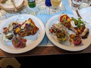 Lasagna + Burrito options   at Atlas Bar in Copenhagen