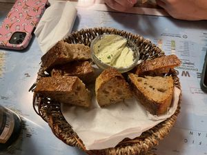 Bread and tasty spread  at Atlas Bar in Copenhagen