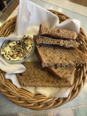 Bread and herby whipped butter  at Atlas Bar in Copenhagen