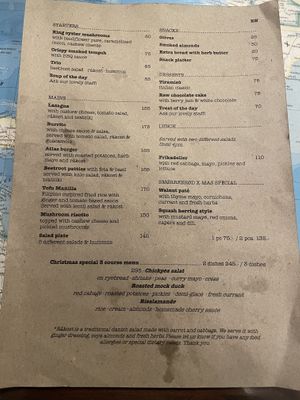 Menú  at Atlas Bar in Copenhagen