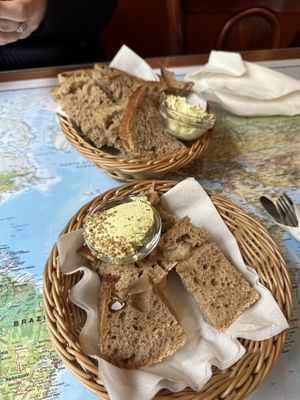 Bread and herb butter   at Atlas Bar in Copenhagen