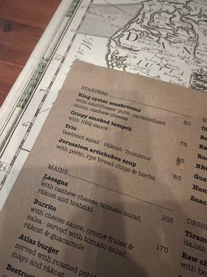 Menu  at Atlas Bar in Copenhagen