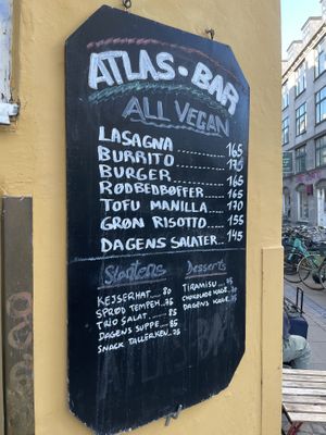 Menu outside  at Atlas Bar in Copenhagen