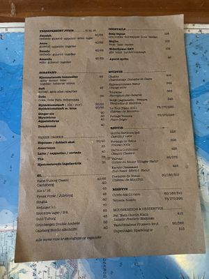 Menu card  at Atlas Bar in Copenhagen