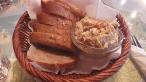 Hummus and bread at Atlas Bar in Copenhagen
