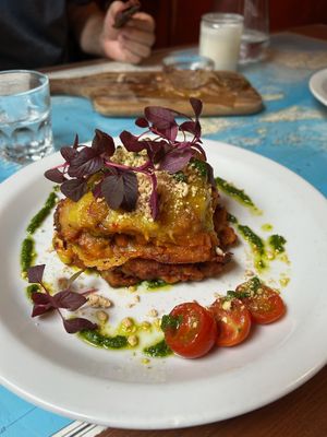 Lasagne at Atlas Bar in Copenhagen