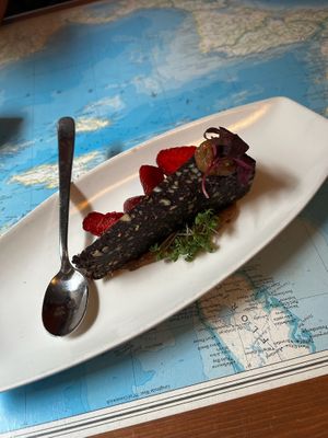 Raw chocolate cake at Atlas Bar in Copenhagen