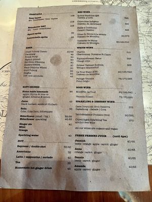 Drink menu  at Atlas Bar in Copenhagen