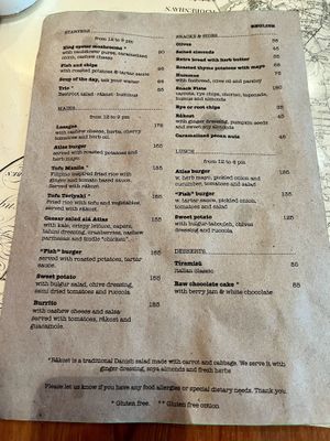 Menu  at Atlas Bar in Copenhagen