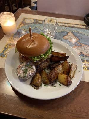 Fish burger  at Atlas Bar in Copenhagen