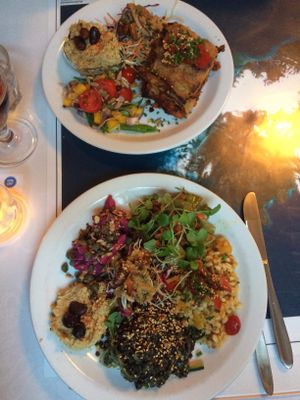 Salads of the day and lasagne at Atlas Bar in Copenhagen