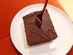 vegan chocolate cake (chocolaty, but a bit dry) at Café Heimisch in Cologne