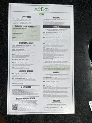Vegan Menu  at Pizza Express - River House in York