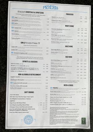 Drinks Menu  at Pizza Express - River House in York